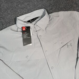 NWT Under Armour Shirt Men's M Loose Gray  Heat Gear Vented Long Sleeve Fishing